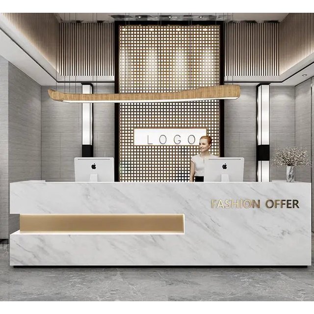 Cashier Simple Modern Company Front Desk Hotel Reception Desk Women's Clothing Store Beauty Salon Bar Counter Customized My Lux Decor Round