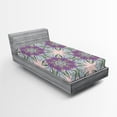 thumbnail image 2 of Ambesonne Flowers Fitted Sheet, Fractal Look Floral Print, Twin Size, Violet Green Blue, 2 of 5