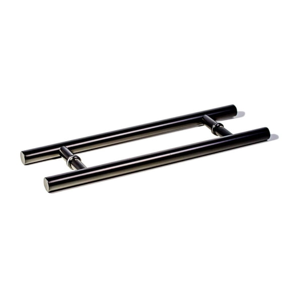 12" Long Two-Sided Stainless Steel Matte Black Door Handles Modern Front Door Handle Pull for Commercial Glass Doors Sliding Wooden Barn Doors Interior Exterior Pulls, Round Cylindrical Bar