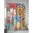 thumbnail image 5 of Fsddascl Boho Floral Shower Curtain Set - Extra Long 72" x 96" Washable Bathtub Curtain with 12 Hooks, Bohemia Country Colorful Mandalas Flower Waterproof Fabric Stall Shower Curtains for Bathroom, 5 of 6