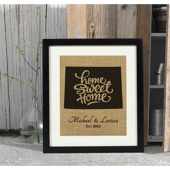 Darling Souvenir Home Sweet Home Burlap Print Wall Decor Colorado Map Personalized Housewarming Gift-Burlap Print Only(11 x 14 Inches)
