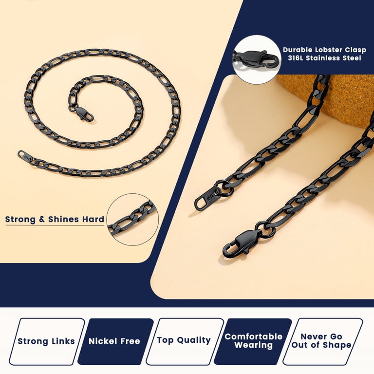 Suplight Figaro Chain Necklace, Black Stainless Steel photo 5