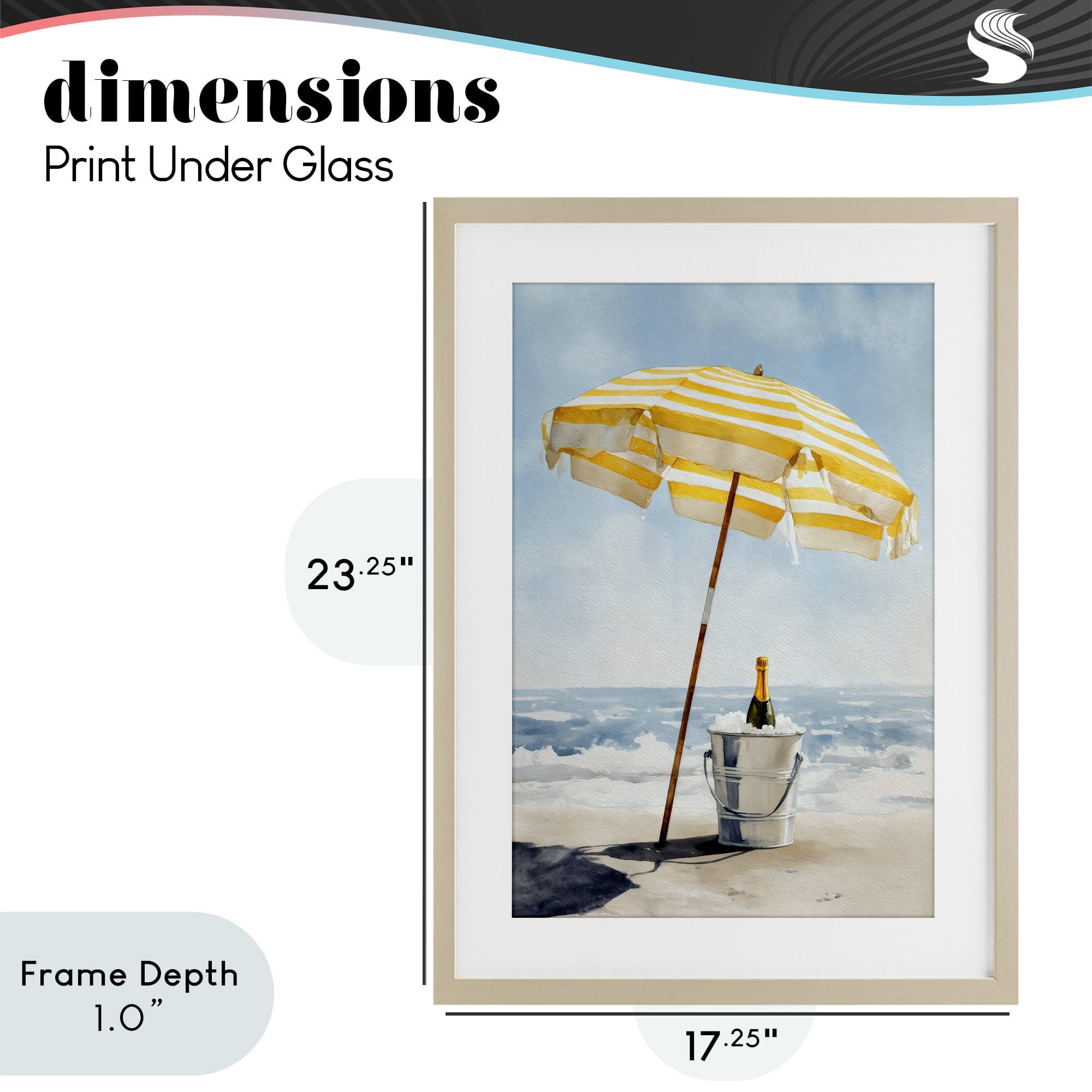 Stupell Industries Sunshine Celebration at Seaside Birch Framed Print Under Glass, design by Petal Prints Design