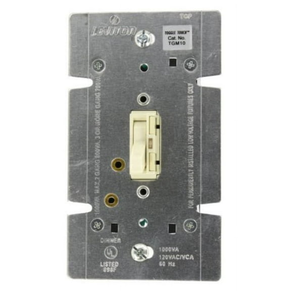 leviton tgm10-1la, toggletouch preset digital 1000va magnetic low voltage dimmer, single pole and 3-way, almond