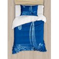 thumbnail image 1 of Vintage Boat Twin Size Duvet Cover Set, Ship Sailing to the Ocean Moonlight Wavy Misty Night Artistic Ocean Scenery, Decorative 2 Piece Bedding Set with 1 Pillow Sham, Cobalt Blue, by Ambesonne, 1 of 3
