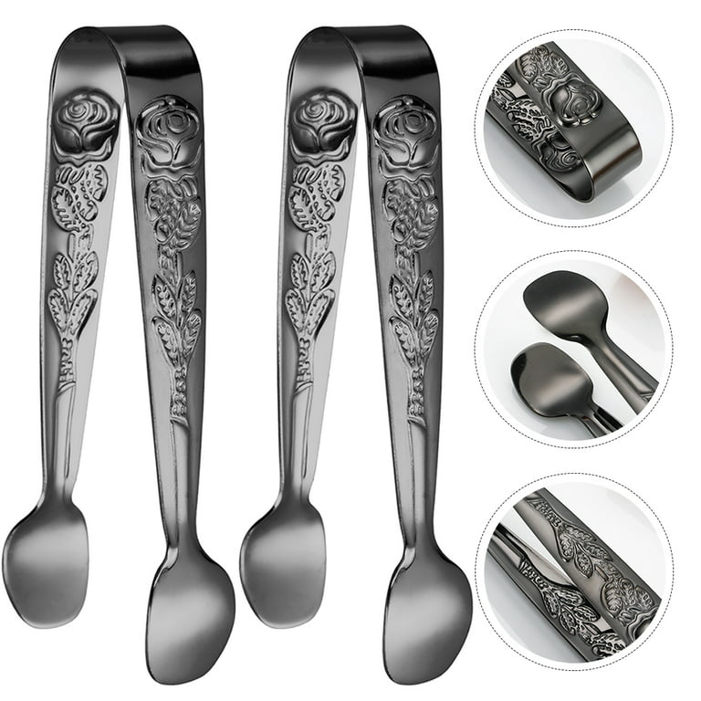 Garden Of Arts Stainless Steel Set of 2 Ice Tongs 6 Inches long with good  points on both side to hold ice cube firmly