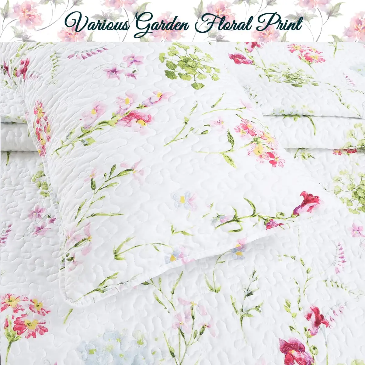 Cozy Line Home Fashions Floral Cotton/Microfiber/Polyester Quilts, King, 3-Pieces