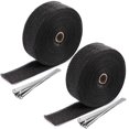 thumbnail image 1 of ZOENHOU 2 rollos de 2 pulgadas x 50 pies envoltura de cabecera de calor de escape envoltura de tubo de fibra de vidrio con 20 bridas de acero inoxidable cinta de protección térmica de escape negra par, 1 of 5