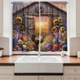 thumbnail image 3 of Ambesonne Rustic Kitchen Curtains, Colorful Flowers and Rooster, 55"x24", Mauve Taupe and Multicolor, 3 of 3