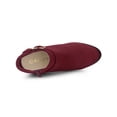 thumbnail image 5 of BLISSFUL STEP Women's Boots Heart Buckle Side Zip Block Heels Ankle Boots Burgundy 9.5, 5 of 8