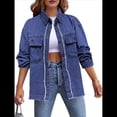 thumbnail image 1 of Chaqueta Vaquera Holgada para Mujer, Estilo Urbano, Vintage, con Solapa, Informal, de Larga Azul M, 1 of 6