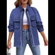 thumbnail image 1 of Chaqueta Vaquera Holgada para Mujer, Estilo Urbano, Vintage, con Solapa, Informal, de Larga Azul M, 1 of 6