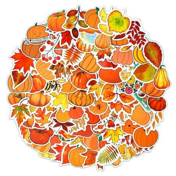 WaaHome 100PCS Fall Stickers,Pumpkin Maple Leaf Labels Stickers,Waterproof Thanksgiving Stickers for Kids,Autumn Fall Stickers for Scrapbooking Water Bottles Laptop Cards