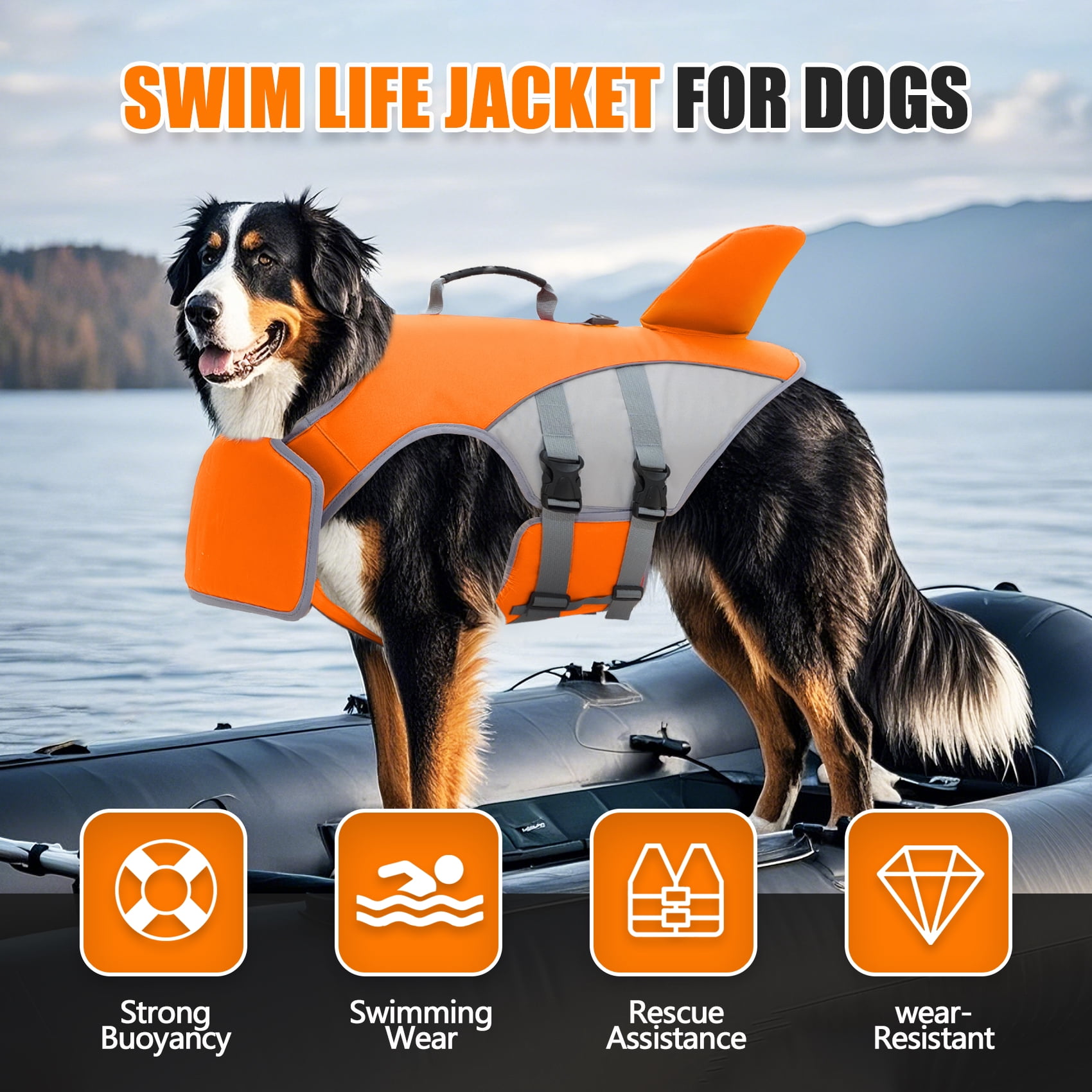 Amztom Dog Life Jacket for Swimming – Adjustable Buoyancy Aid Flotation Vest for Boating Pool Beach, Safety Flotation Vest for Small Dogs (Orange,S)
