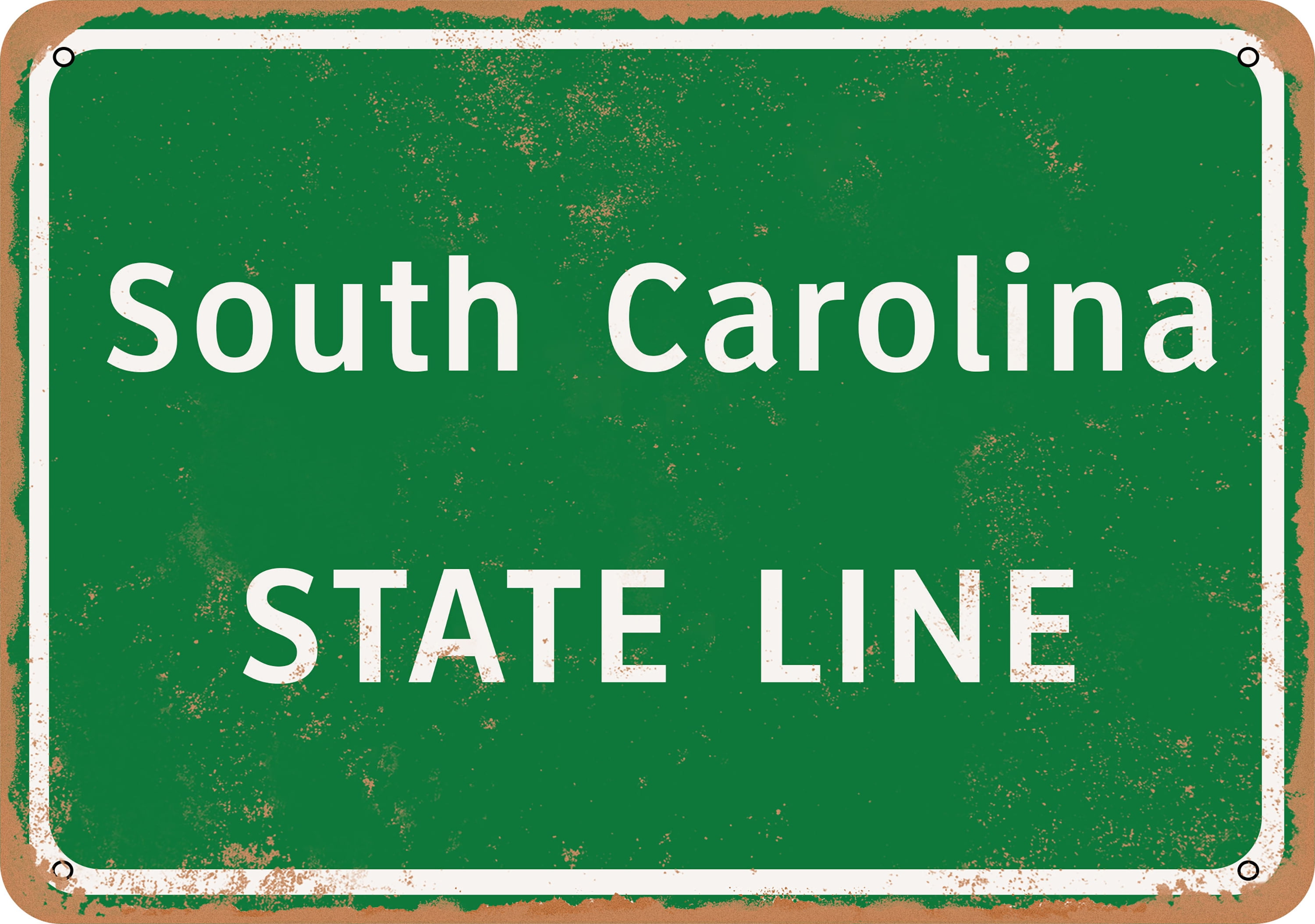 10 x 14 METAL SIGN South Carolina State Line Vintage Rusty Look