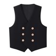 thumbnail image 1 of XASZHN Boy's 4 Button Double Breasted Formal Suit Vest Black_003 11-12 Years, 1 of 4