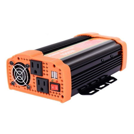 Costway 1000W Power Inverter DC 12V to AC 110V Car Adapter with 2.1A 2 USB Charging