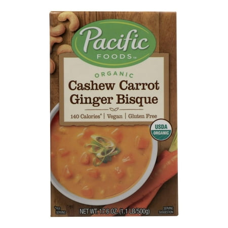 Pacific Natural Foods Carrot Ginger Soup - Organic Cashew - Case of 12 - 17.6 (Best Ever Carrot Ginger Soup Recipe)