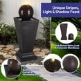 thumbnail image 4 of 35.50" H Modern Outdoor Water Fountain with LED Light, Resin Sphere Pedestal Water Feature with Recirculating Pump for Patio, Garden, Yard Decor, Brown, 4 of 8