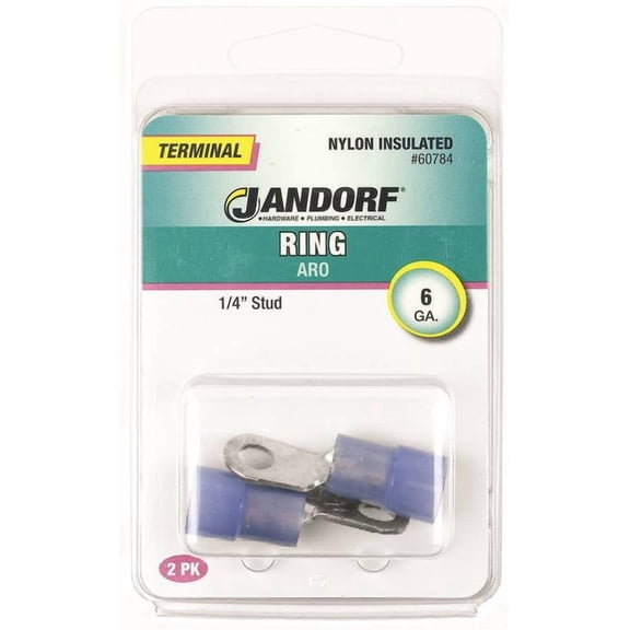 Jandorf 60784 60784 6 Ga. Insulated Wire Terminal Ring Blue 2 pc