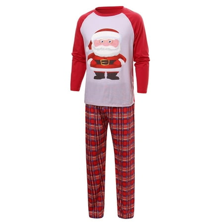 

Christmas Pajamas for Family Xmas Plaid Sleepwear Long Sleeve Tops Pants Nightwear Set for Women Men Kids