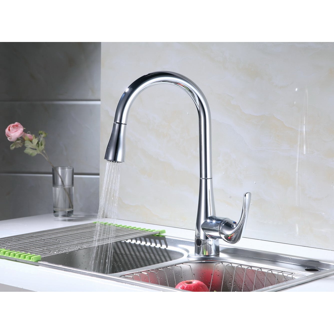 RUNFINE Single-Handle Pull-Down Sprayer With Hands-Free Kitchen Faucet Chrome - image 4 of 5