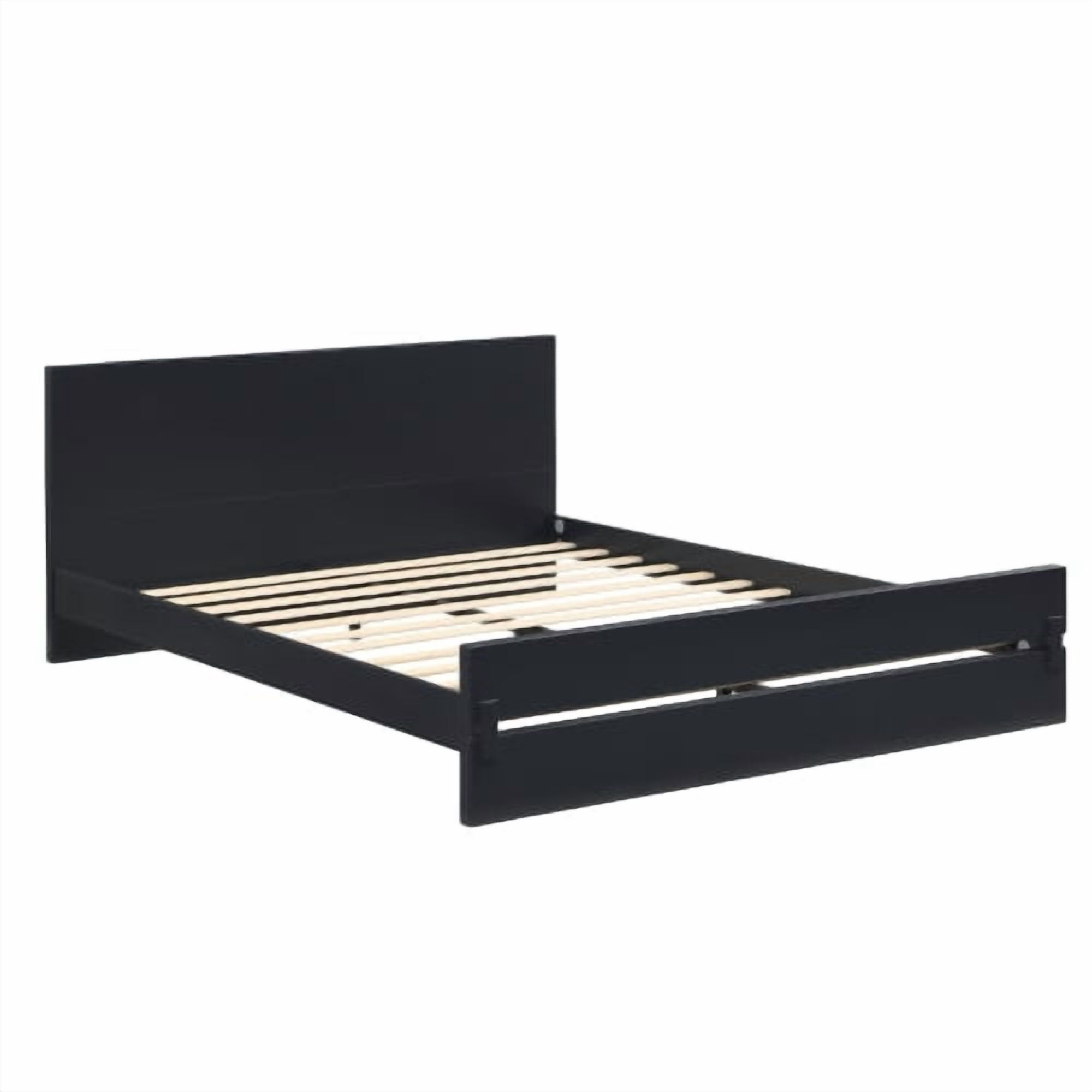 Euroco Wood Queen Size Platform Bed, Heavy-Duty Bamboo Bed Frame, Black