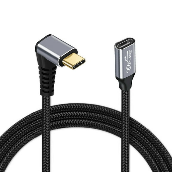 CY 0.2M Up Down Angled USB-C USB 3.1 Type C Male to Female Extension Data Cable 10Gbps 100W with Sleeve for Laptop