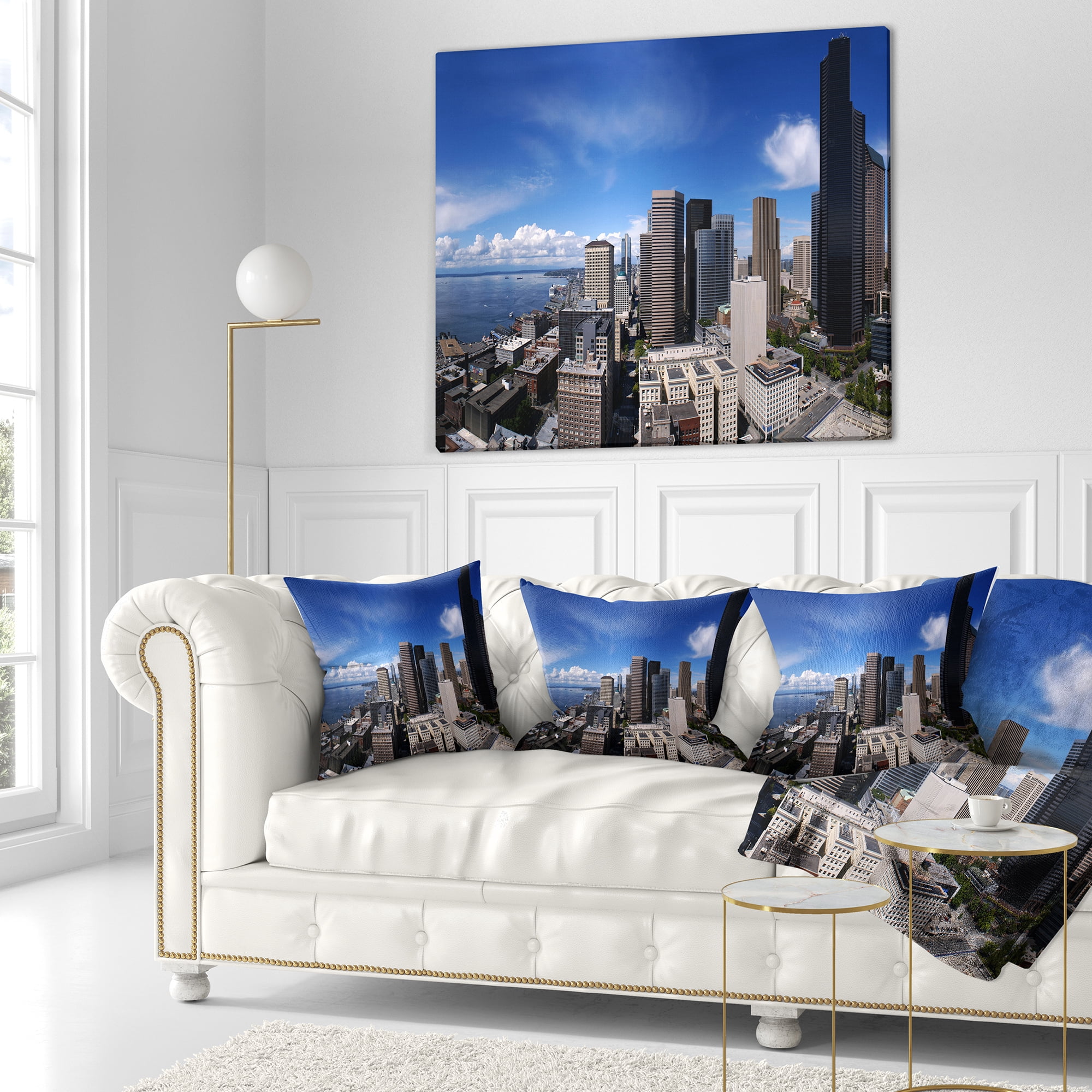 Designart Seattle Downtown from Smith Tower - Throw Pillow - 16x16