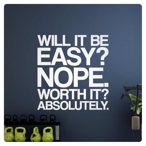 My Vinyl Story - Will It Be Easy Wall Decal - Motivational Sticker Quote, Inspirational Vinyl Art Decor Saying for Home Gym, Fitness, Workout, Office - Easy to Apply, Removable (White, 29x30 inches)