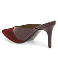 thumbnail image 3 of YDN Women's Pointy Closed Toe Stiletto High Heel Clogs Mules Slip On Bi-Material Sandals Party Shopping Shoes Size 8.5 Dark Red, 3 of 4