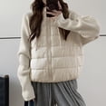 thumbnail image 4 of Women's Oversized Quilted Coats, Knit Sleeve Patchwork Jackets Thick Warm Cotton Padded Jacket Winter Outwear Coat with Pockets Beige XXL, 4 of 6