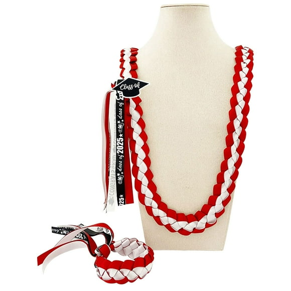 Lisbinx 2025 - Juego de cuerdas de honor para graduación - Corona de cinta tejida a mano con borlas y adornos de perlas - Incluye cuerda de honor y flor para el pecho - Regalo perfecto para graduación