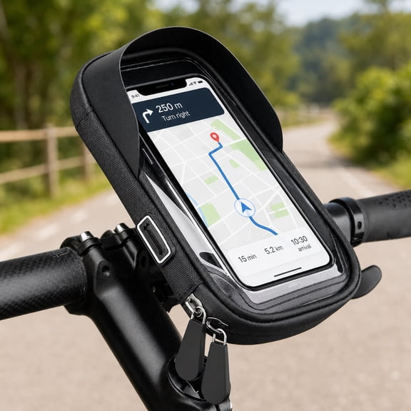 Bike Frame Bag Waterproof -  [2 in 1] Bike Phone Mount Holder, Bicycle Top Tube Bag, Cycling Pouch with Rain Cover, Bikes Accessories Gifts for Phones Under 7"