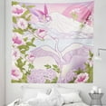 thumbnail image 1 of Japanese Pink Tapestry, Asian Inspired Landscape of Mountain Lake Birds and Blossoming Spring Flowers, Fabric Wall Hanging Decor for Bedroom Living Room Dorm, 5 Sizes, Multicolor, by Ambesonne, 1 of 1