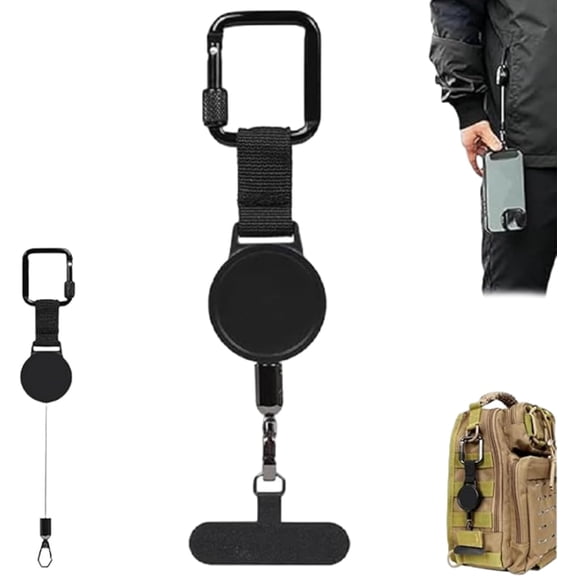 Outdoor Anti-Theft Retractable Phone Lanyard, Retractable Phone Holder with Locking Clip for Skiing, Hiking