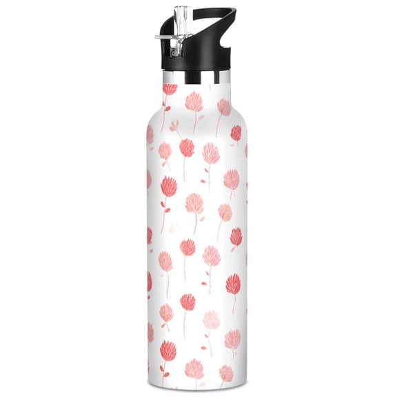 ALAZA Artistic Flowers Pattern Stainless Steel Water Bottle Vacuum Insulated Leak-Proof Tumbler with Straw Handle 20oz