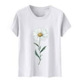 thumbnail image 5 of Daisy Printed T-Shirt for Womens Cotton T Shirts Round Neck Tee Short Sleeve Tops Comfort Casual Tunic Blouses Loose Relaxed Fit Tee Shirts Workout Going Out Outfits Summer 2025, 5 of 5