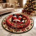 thumbnail image 6 of 3D Optical Illusion Christmas Round Rug, Non-Slip Washable Carpet with Santa Boots Illusion Print for Living Room, Bedroom and Entryway Holiday Decor, 19.69 Inch, 6 of 8