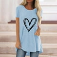 thumbnail image 4 of Pxiakgy Vente Chaude!! T-Shirt Graphique Cœur Mignon à Manches Courtes Imprimé Vintage Mode Décontractée Col Rond Manches Courtes devant Dos Long T-Shirt Bleu Clair L, 4 of 4
