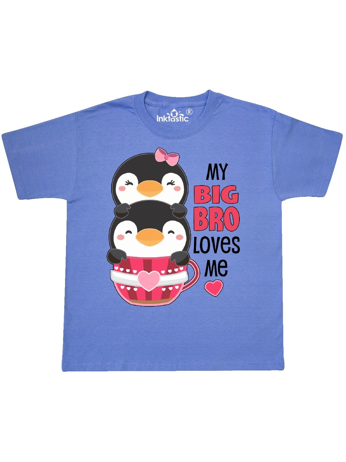 inktastic My Big Bro Loves Me Cute Teacup Penguins Little Toddler T-Shirt