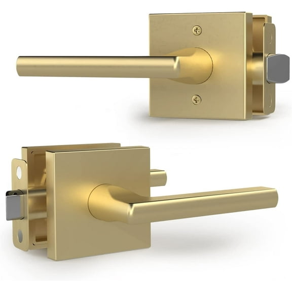 Mega Handles 4.29" Brass Lever Door Handle, Non-Locking Interior Set