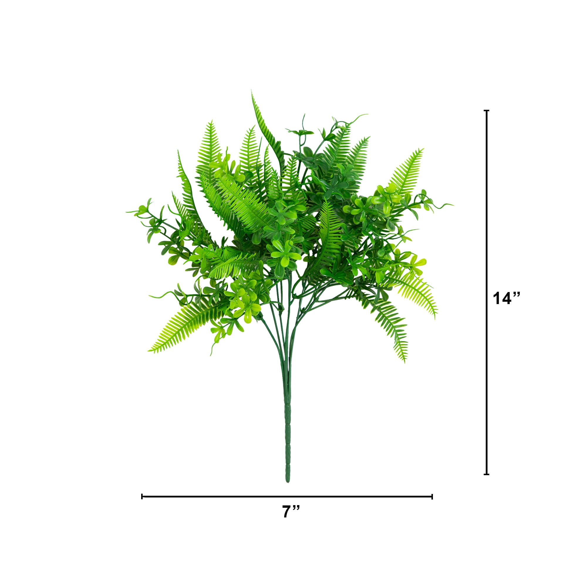 14in. UV Resistant Artificial Mixed Greens Bush (Indoor/Outdoor) - Set of 4