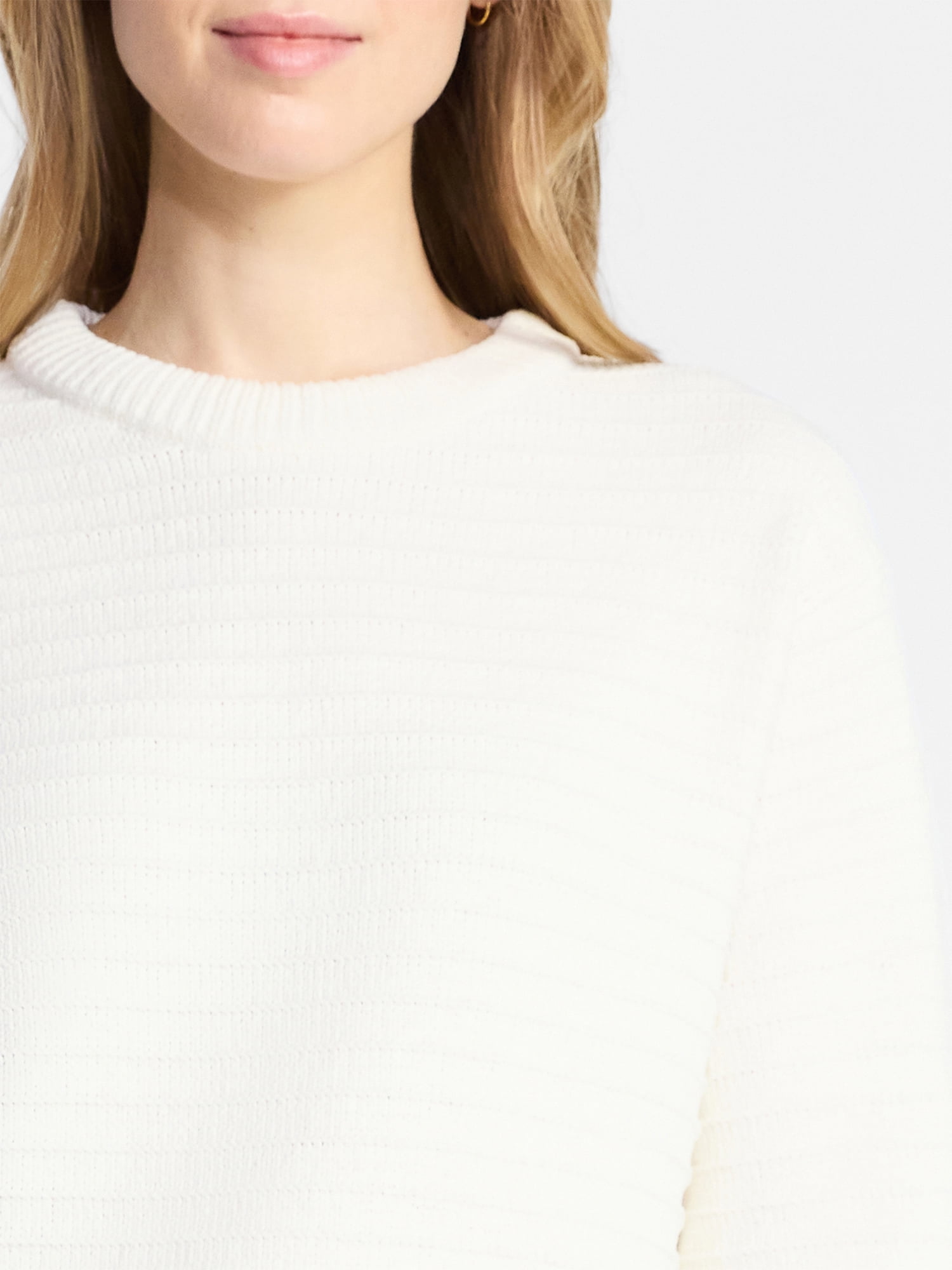 Time and Tru Women's and Women's Plus Long Sleeve Chenille Pullover, Sizes XS-4X