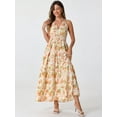 thumbnail image 4 of DARING DIVA Women's Halter Sleeveless Boho Floral Maxi Dress S Apricot, 4 of 6