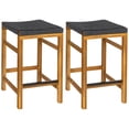 thumbnail image 2 of JONATHAN Y Armand Coastal Acacia Wood Backless Outdoor Counter Stools with Woven Rope Seat, Set of 2 for Patio, Kitchen and Backyard, Teak Brown and Gray CSL1201B-SET2, 2 of 8