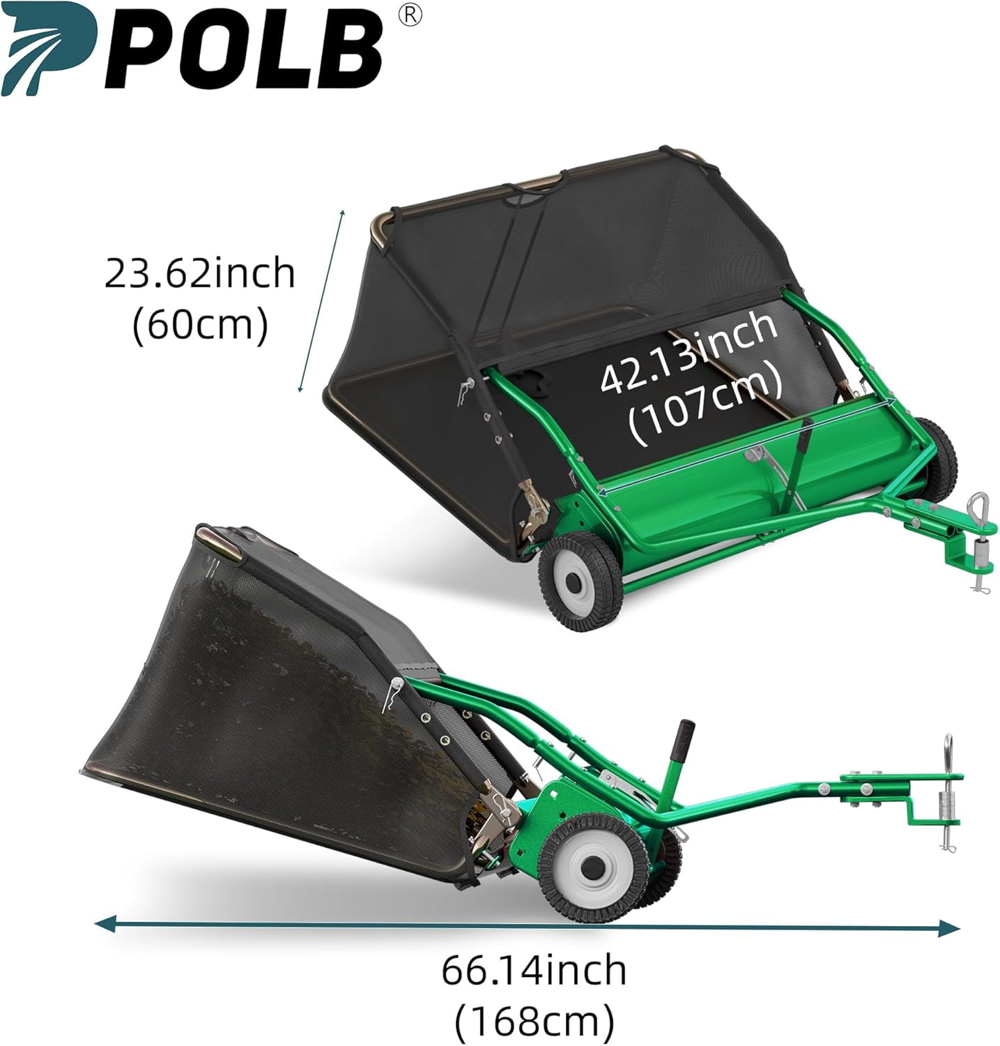 42" Tow Behind Lawn Sweeper Leaf Collector for Grass Lawn 18.55 cu. ft Capacity