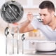 thumbnail image 1 of Juego de cubiertos de acero inoxidable de 4 piezas | Cuchillos, tenedores y cucharas con mango de madera y veta de piedra | Cubiertos de estilo occidental para uso doméstico y en restaurantes, 1 of 8