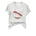 thumbnail image 4 of White Womens Blouses Women's Baseball Festival Solid Color Baseball Printed V Neck Short Sleeved Top Ladies Tops and Blouses, 4 of 6