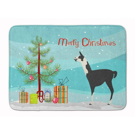 Carolines Treasures BB9285RUG Llama Q Ara Christmas Machine Washable Memory Foam Mat Teal 19 X 27" multicolor